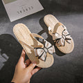 Women's flip-flops summer new style korean style floral bow indoor casual non-slip soft sole beach sandals