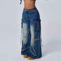 Pre-sale 15768#  cross-border foreign trade women's fashion ins retro five-pointed star workwear denim pants