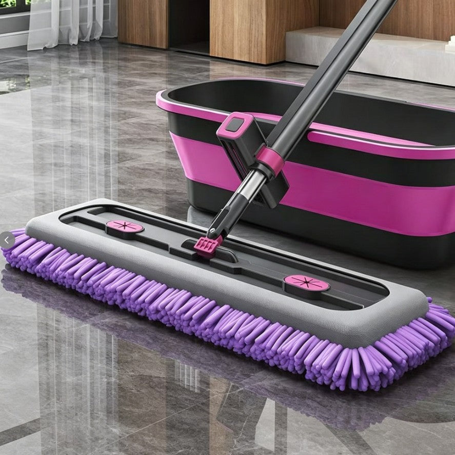 Chenille hands-free mop with bucket for home lazy one-wipe dry and wet mop handy gadgetrotate mop bucket