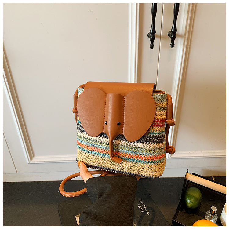 Cross-border large-capacity straw bag 2025 new summer versatile shoulder bag fashionable portable commuter bucket bag