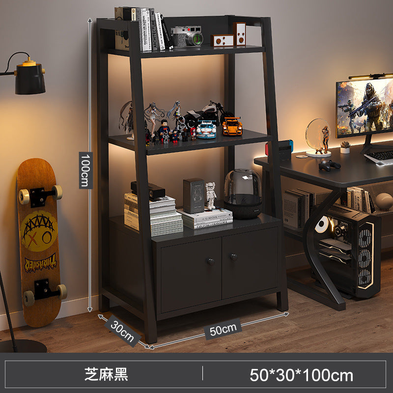 Shelf Floor-to-ceiling storage shelf Multi-layer bookshelf E-sports room Computer table Locker Wrought iron trapezoidal display shelf
