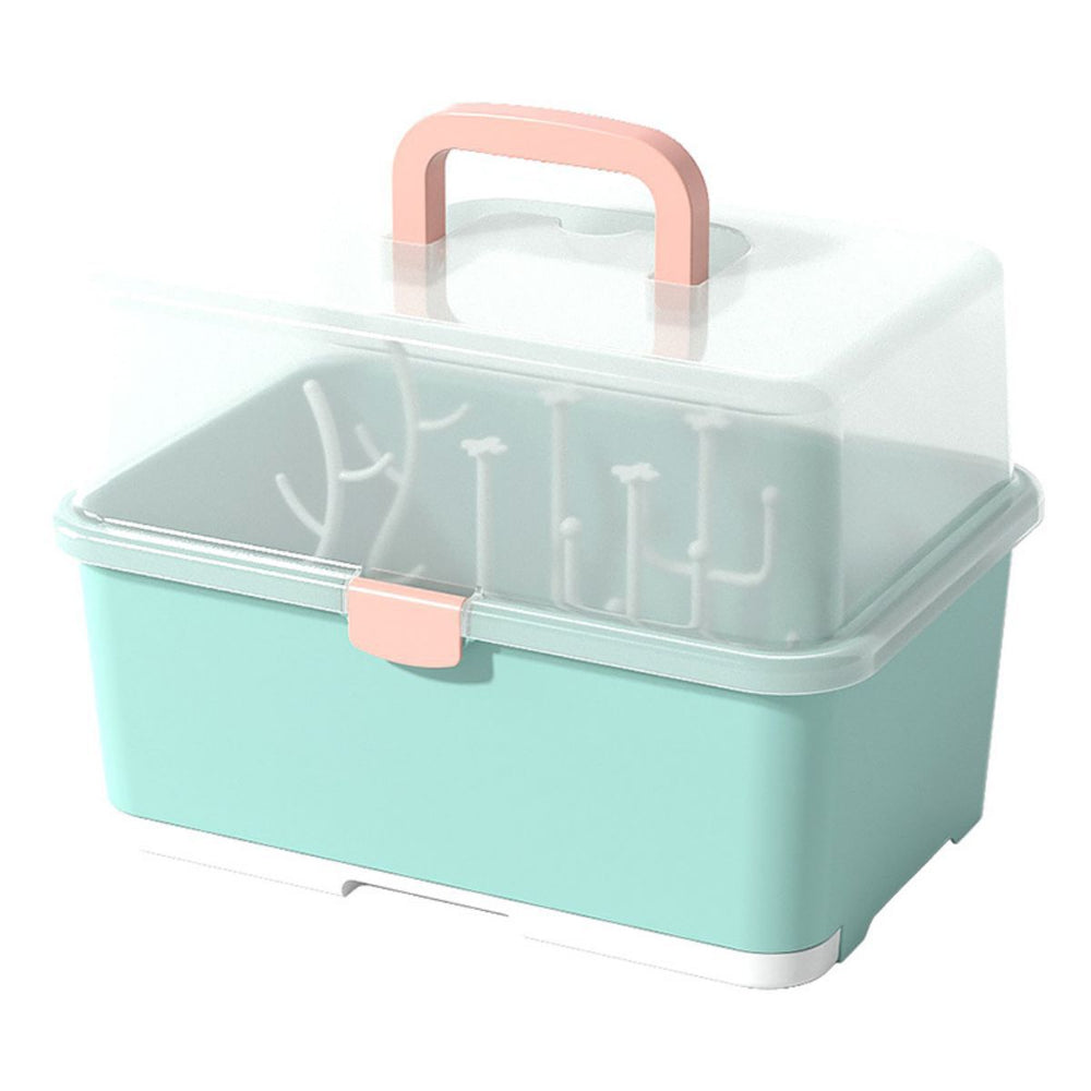 Baby bottle storage box drain rack portable large baby tableware storage box bottle box with cover dustproof