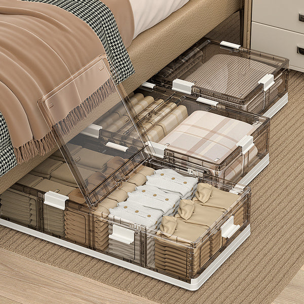 Under the bed storage box Foldable flat plastic finishing box Household bedside clothes quilt dustproof under the bed storage box