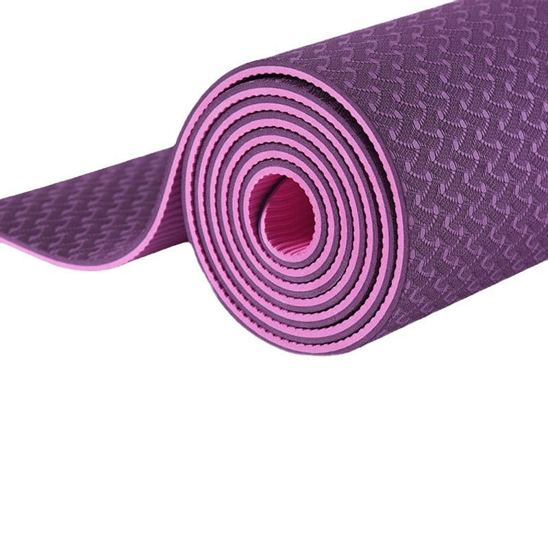 yoga mat for women, tpe customized silent fitness mat, non-slip shock absorption, thickened meditation mat, purple