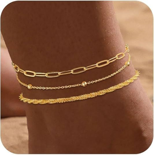 Amazon cross-border fashion minimalist stainless steel round bead anklet - elegant, multi-layered chain, unique gift for best friends