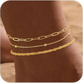 Amazon cross-border fashion minimalist stainless steel round bead anklet - elegant, multi-layered chain, unique gift for best friends