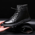 Men's martin boots: new 2025 autumn/winter collection - fleece-lined, british style, high-top casual leather shoes, non-slip soft leather men's footwear