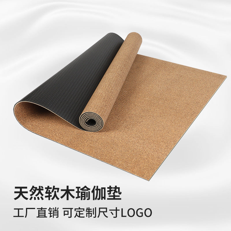 Pvc cork yoga mat - double size, customizable printing, non-slip, sweat-absorbent, eco-friendly, 4mm thickness, ideal for yoga studios and fitness centers