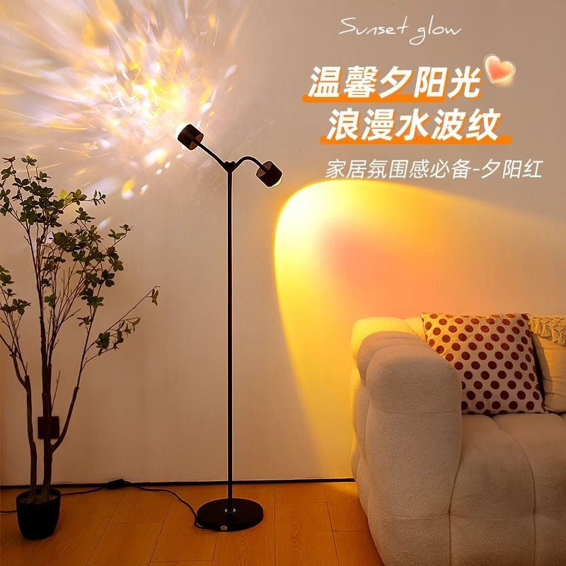 Water ripple atmosphere lamp popular sunset high-end double-head floor-standing live broadcast room background beauty salon bedroom sunset lamp