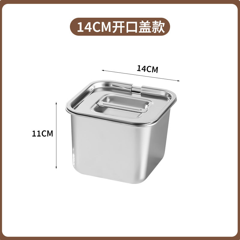 Stainless steel square container with lid - ideal for cafeteria, kitchen, seasoning, condiment, and commercial use - sauce dispenser, jam bowl