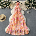 Sexycut outhalter suspender dress for women, pure lust atmosphere, waist slimming lookelegant super fairy holiday floral skirt