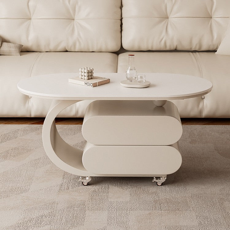 Luxury italian rock slab mobile coffee table - modern minimalist creative coffee table for small apartments and living rooms