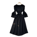 Miya fashion pleated dress female fashionable style strap waist stereo flower bell sleeve pleated long skirt
