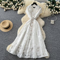 French chic lace 3d floral cutout dress - new high-waisted, slimming, elegant maxi dress for women
