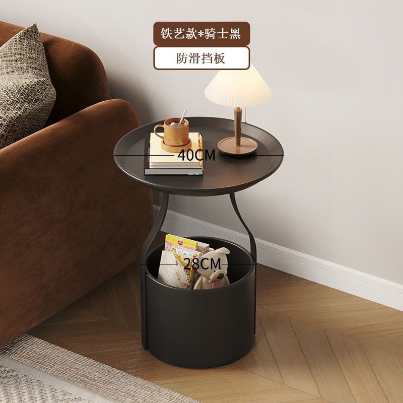 Accessible luxury sofa coffee table movable coffee table small apartment casual bedroom bedside study storage rack balcony round table