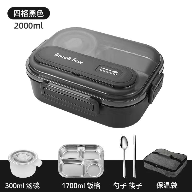 Food-grade extra large lunch box for work, microwaveable 316 stainless steel lunch box, student thermal insulation sealed box