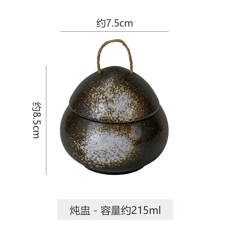 Japanese retro steamed egg cup, one-person soup cup, ceramic tableware, dessert bowl, bird's nest supplement, covered bowl, one-person stew cup