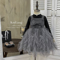 Girls' dress  autumn new style chic bow princess dress high-end black little girl sweet two-piece set