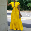 C8586   new short-sleeve tie-up top and wide-leg pants plus size two-piece set - cross-border e-commerce outfit