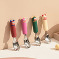 New arrival cute cartoon 316 stainless steel spoon creative oven mitt soft handle ingot spoon good-looking kids spoon