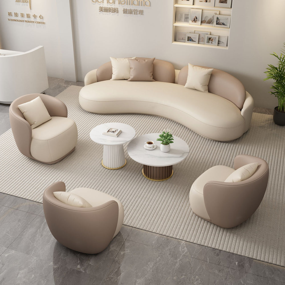 Hotel lobby cream style sofa booth vip club showroom lobby sales office reception cat scratching leather sofa