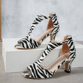 European and american minimalist fashion back zipper bag heel peep-toe women's summer foreign trade plus size side cutout stiletto heel roman sandals wholesale