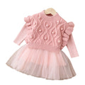 Winter kids' sweater dress set: girls' princess dress with vest - two-piece outfit for baby girls, princess style