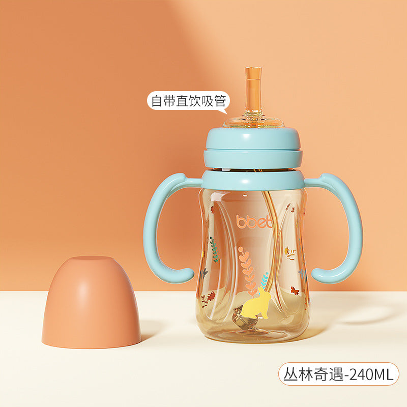 Baby bottle straw cup - ppsu sippy cup for infants and toddlers (1-3 years & up) - durable, spill-proof training cup