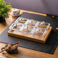 【with lid】6-compartment fruit platter - clear + wooden tray, thickened plastic