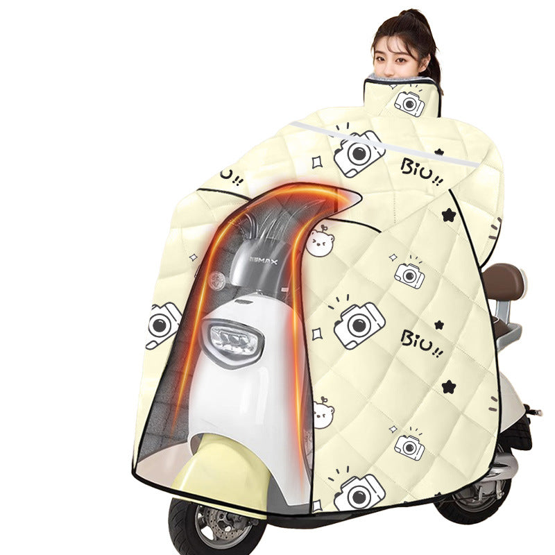 Electric vehicle windshield all year roundneutralwinterfleece-linedthickened winter battery motorcycle spring & fall style windproof sunshade