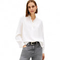 Amazon fashion blue plaid long-sleeve shirt for women,  spring new arrival, stylish and elegant loose-fit top