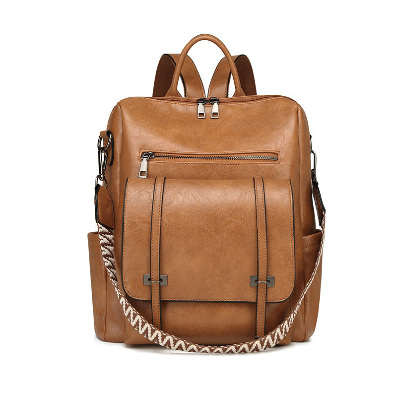 Spring  retro women's backpack new high-end PU soft leather dual-purpose double shoulder casual bag