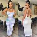 european and american cross-border women's fashion:  style sexy printed backless cami dress - women's maxi dress