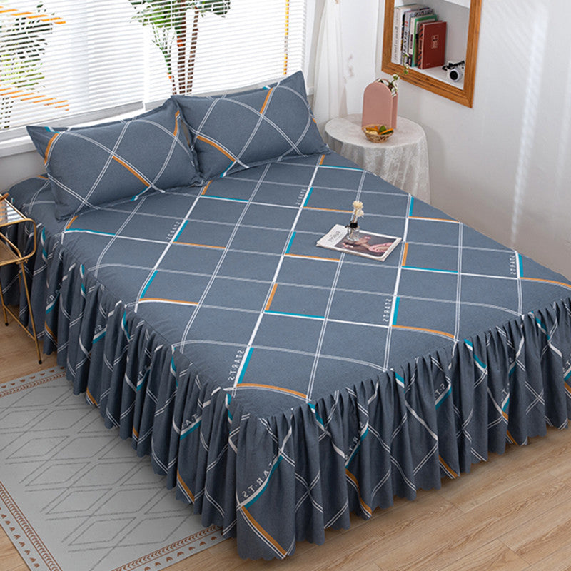 Korean style bed skirt bedspread single piece princess style bed skirt bed cover fitted sheet no pilling no shrinkage casual double 1.8m