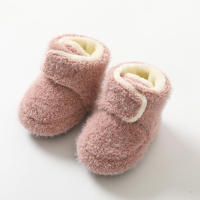 Babibele autumn/winter thickened warm baby socks & shoes - non-slip floor socks for infants & toddlers, soft sole shoes, solid color footwear