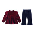 Girls' clothing  new retro autumn collection: burgundy lace long-sleeve princess outfit for girls
