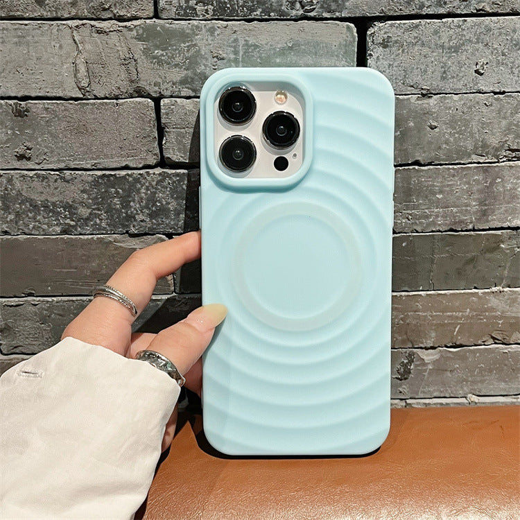 Sun shell suitable for apple 16pro magnetic ring pattern mobile phone case iphone12/15 pure color tpu protective cover