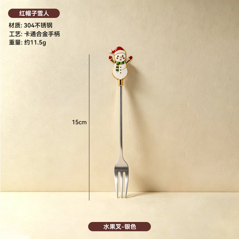 304 stainless steel luxury style creative christmas tableware coffee spoon afternoon tea dessert spoon fruit fork wholesale
