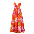 C8575  summer new arrival fashionable elegant v-neck camisole printed beach maxi dress sexy foreign trade dress