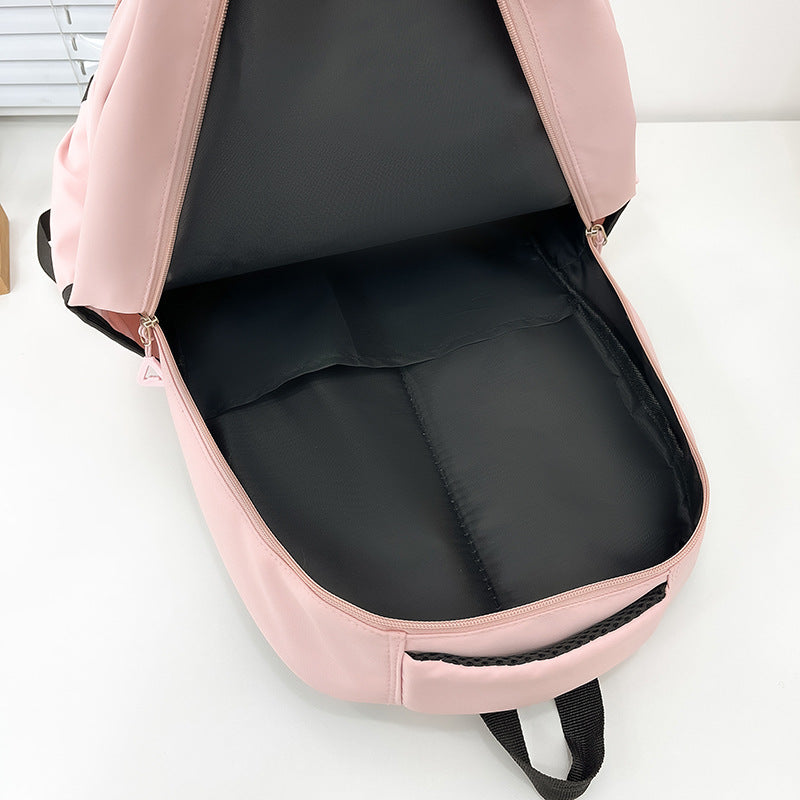 Small fresh new contrasting color female Korean version backpack casual large capacity primary and secondary school student schoolbag simple travel backpack