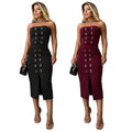 C7321 european and american style skirt set - sexy bandeau top & slit midi skirt - elegant & fashionable summer collection - cross-border women's apparel