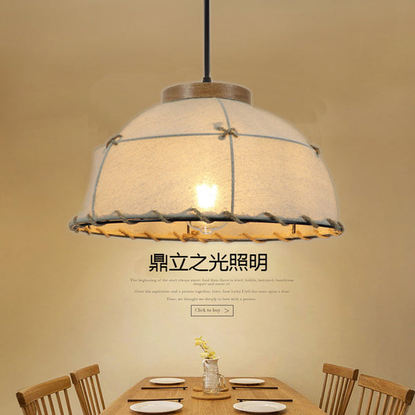 European chandelier, creative restaurant bar light led chandelier post-modern personality, decorative flaxen semicircular fabric