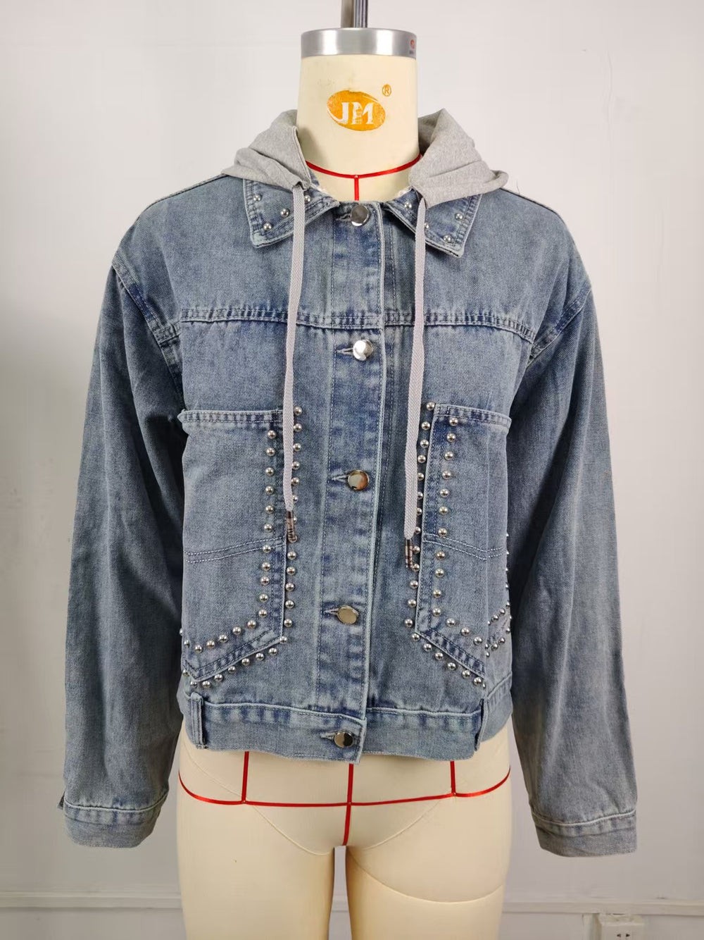 European and american clothing cross-border spring new style  independent station washed loosecasual punk studded denim outwear
