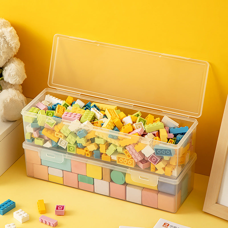 Transparent building block storage box Large capacity drawer Desktop Lego storage box with lid Plastic children's toy storage box