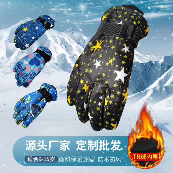 Processing custom ski gloves winter outdoor sports wholesale, color children's gloves 9-15 years old warm gloves