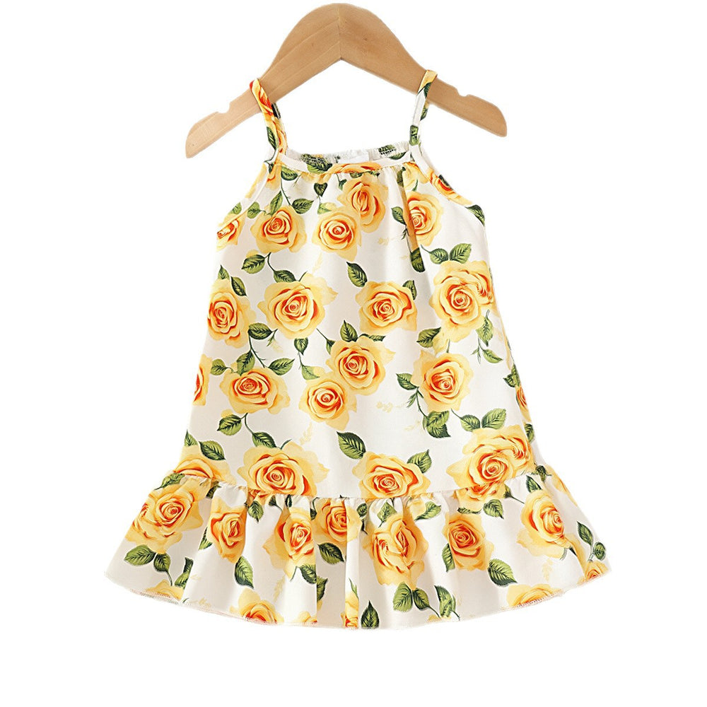 Kids clothing cross-border exclusive for european and american girls new arrival children's pink suspender dress children's clothing