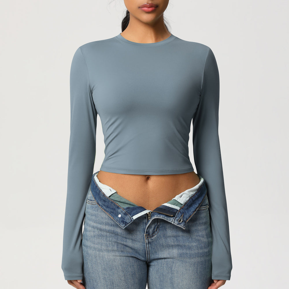 Ready-to-ship cross-border high-stretch quick-dry t-shirt yoga top pilates running workout fitness yoga long sleeve top