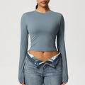 Ready-to-ship cross-border high-stretch quick-dry t-shirt yoga top pilates running workout fitness yoga long sleeve top