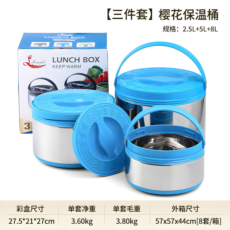 Takeaway insulated rice bucket for office workers with soup and rice portable fresh satchel pot stainless steel three-piece set processing personalized