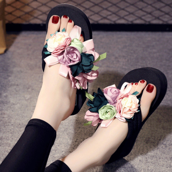 Shining white flip-flops women's summer fashion outwear thick solenon-slip vacation seaside women's beach slippers